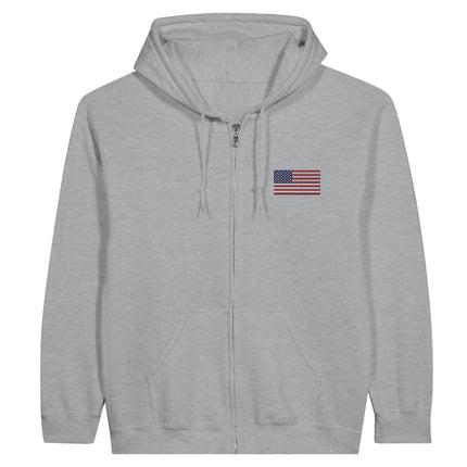 Sweat À Capuche Zippé – Drapeau Des États-Unis – Brodé – Coton Mélangé