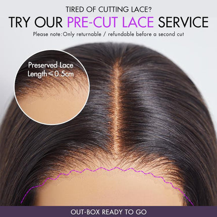 LUVME Blonde Highlight / Brown Highlight Short Layered Bob Wig Glueless 5X5 Closure Pre-Cut Lace Wig
