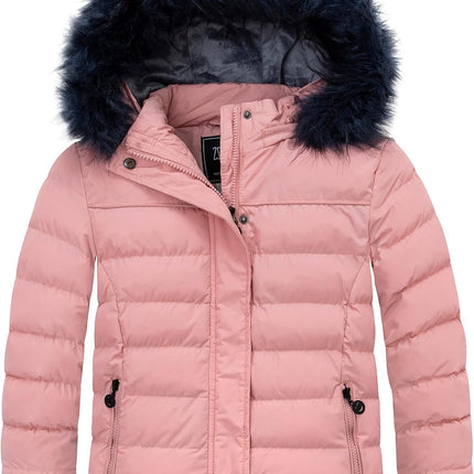 Girls' Puffer Jacket Soft Fleece Lined Warm Hooded Winter Coat