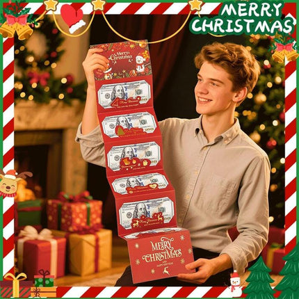 4PCS Christmas Money Holder with 6 Slots Xmas Gift Card Holder, Christmas Cash Gifts Surprise C-Ash Envelope, Jolly Santa Claus Money Holder for C-Hristmas Holiday Birthday Cash G-Ift Card Supplies