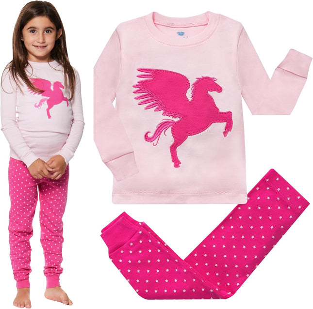 2 Piece Tag Free Pjs for Girls - 100% Cotton Pajamas Set - Kids Summer Pajama - Snug Fit Girl Sleepwear (12M-8Y)