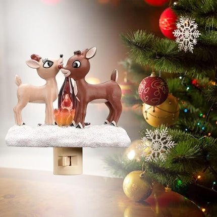 2025 Christmas Reindeer Nightlight: Reindeer Night Light Plug into Wall Cute Holiday Design - LED Campfire Lamp Christmas Decoration for Bedroom Living Room Kids Room,Christmas Decor,Gift