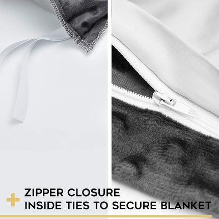 Exclusive Cooling Rayon & Cozy Velvet Dual-Sided Cover for Weighted Blanket (60''X80'') - Light Grey