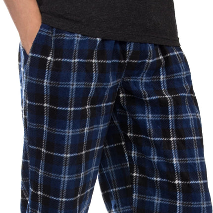 1Pack or 3Pack Mens PJ Pajama Pants Bottoms Fleece Lounge Pants Sleepwear Plaid Pjs with Pockets Microfleece