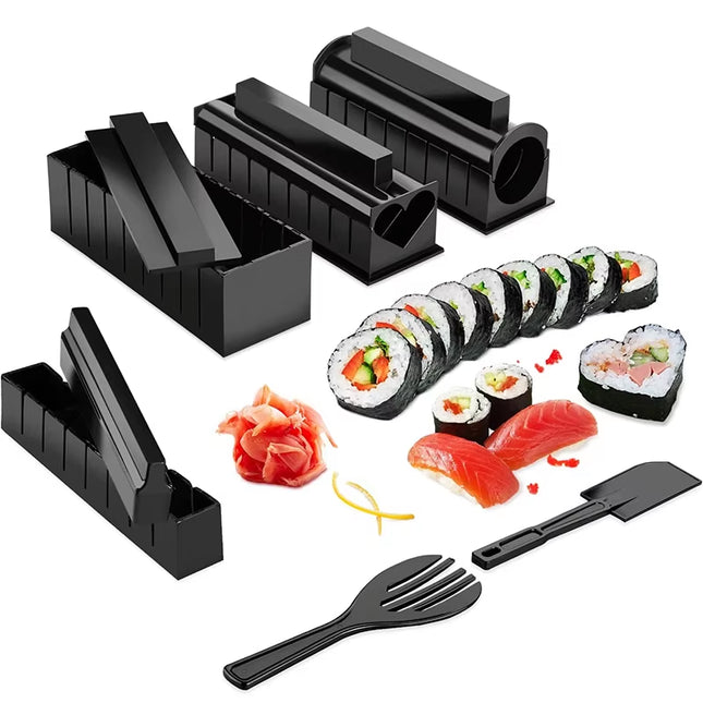 10 Pcs Sushi Maker Kit DIY Sushi Mold Press with Sushi Rice Roll Mold Sushi Maker Rice Roll Mold KC0473