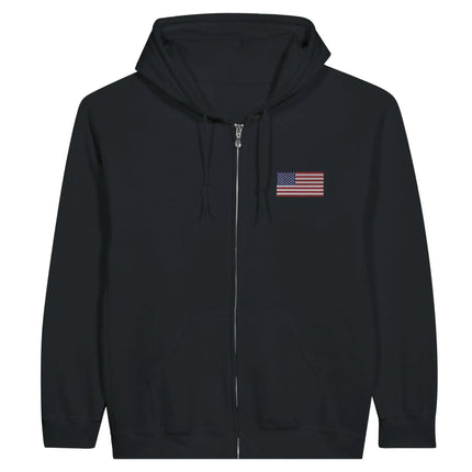 Sweat À Capuche Zippé – Drapeau Des États-Unis – Brodé – Coton Mélangé