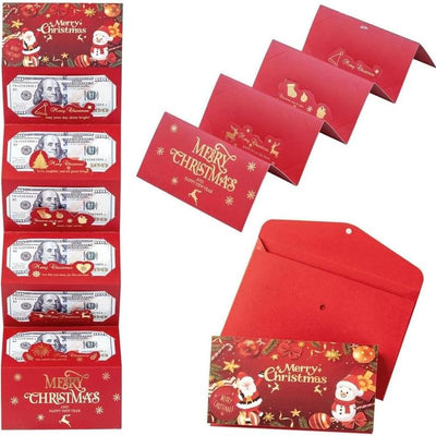 4PCS Christmas Money Holder with 6 Slots Xmas Gift Card Holder, Christmas Cash Gifts Surprise C-Ash Envelope, Jolly Santa Claus Money Holder for C-Hristmas Holiday Birthday Cash G-Ift Card Supplies