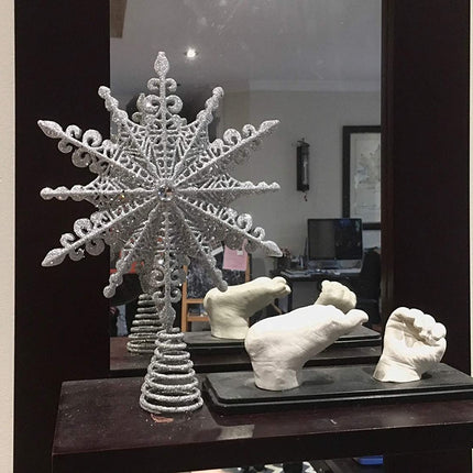 8 Inch Silver Glittered Filigree Christmas Star Tree Topper Star/Home Décor Ornaments (Silver)