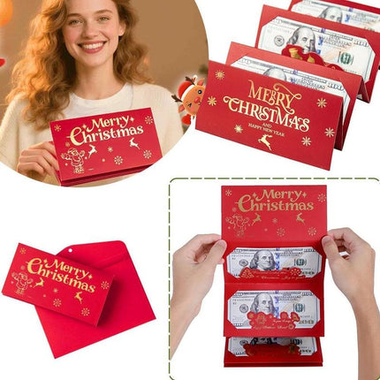 4PCS Christmas Money Holder with 6 Slots Xmas Gift Card Holder, Christmas Cash Gifts Surprise C-Ash Envelope, Jolly Santa Claus Money Holder for C-Hristmas Holiday Birthday Cash G-Ift Card Supplies