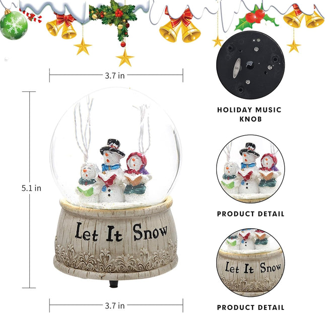 Christmas Snow Globes 100 Mm Musical Snow Globe Decoration Plays Let It Snow, Holiday Glitter Globe for Xmas Home Decoration Holiday Party Gifts