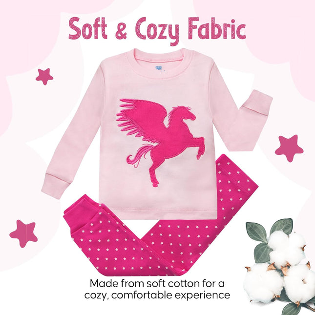 2 Piece Tag Free Pjs for Girls - 100% Cotton Pajamas Set - Kids Summer Pajama - Snug Fit Girl Sleepwear (12M-8Y)