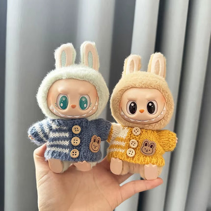 For 17 Cm Labubu Clothes Pendant Labubu Sitting Party Bear Label Scarf Hat Dolls Accessories Labubu Outfit