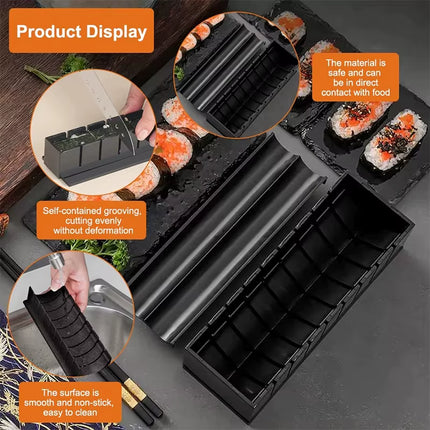 10 Pcs Sushi Maker Kit DIY Sushi Mold Press with Sushi Rice Roll Mold Sushi Maker Rice Roll Mold KC0473