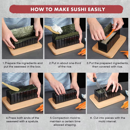 10 Pcs Sushi Maker Kit DIY Sushi Mold Press with Sushi Rice Roll Mold Sushi Maker Rice Roll Mold KC0473