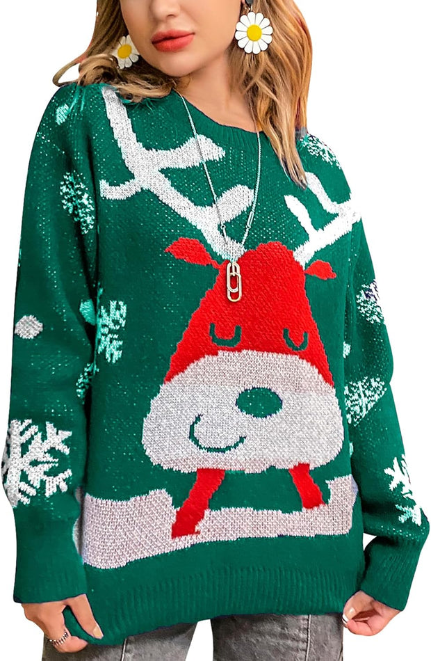 Women/Men Ugly Christmas Sweater Pullover Holiday Soft Lightweight Warm Crewneck Chunky Sweaters