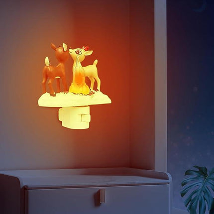 2025 Christmas Reindeer Nightlight: Reindeer Night Light Plug into Wall Cute Holiday Design - LED Campfire Lamp Christmas Decoration for Bedroom Living Room Kids Room,Christmas Decor,Gift