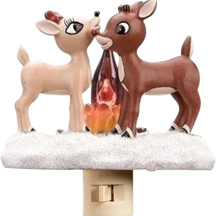 2025 Christmas Reindeer Nightlight: Reindeer Night Light Plug into Wall Cute Holiday Design - LED Campfire Lamp Christmas Decoration for Bedroom Living Room Kids Room,Christmas Decor,Gift