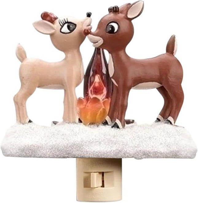 2025 Christmas Reindeer Nightlight: Reindeer Night Light Plug into Wall Cute Holiday Design - LED Campfire Lamp Christmas Decoration for Bedroom Living Room Kids Room,Christmas Decor,Gift