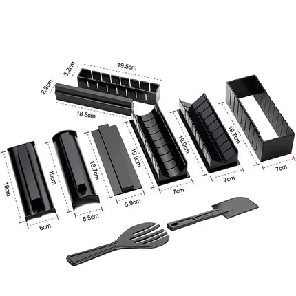 10 Pcs Sushi Maker Kit DIY Sushi Mold Press with Sushi Rice Roll Mold Sushi Maker Rice Roll Mold KC0473
