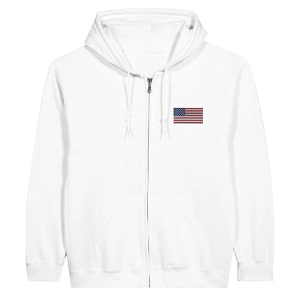 Sweat À Capuche Zippé – Drapeau Des États-Unis – Brodé – Coton Mélangé