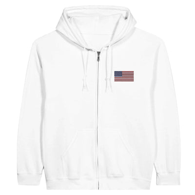 Sweat À Capuche Zippé – Drapeau Des États-Unis – Brodé – Coton Mélangé