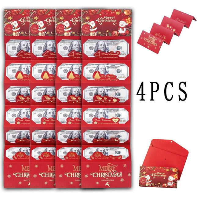 4PCS Christmas Money Holder with 6 Slots Xmas Gift Card Holder, Christmas Cash Gifts Surprise C-Ash Envelope, Jolly Santa Claus Money Holder for C-Hristmas Holiday Birthday Cash G-Ift Card Supplies
